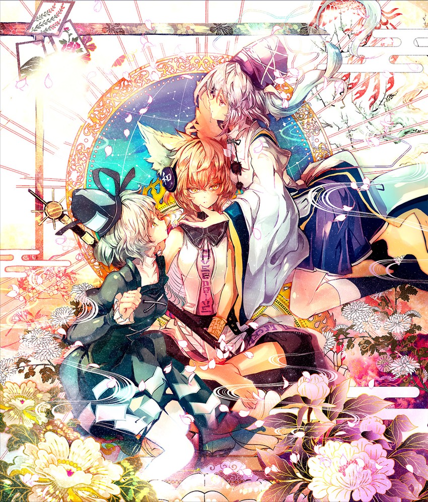 toyosatomimi no miko, mononobe no futo, and soga no tojiko (touhou) drawn by cis_(carcharias)
