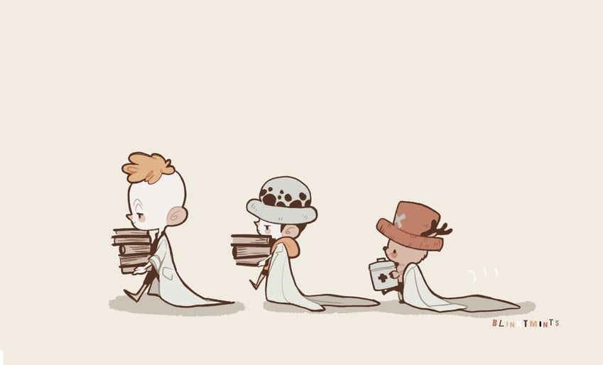 trafalgar law, tony tony chopper, and marco (one piece) drawn by blink_mints