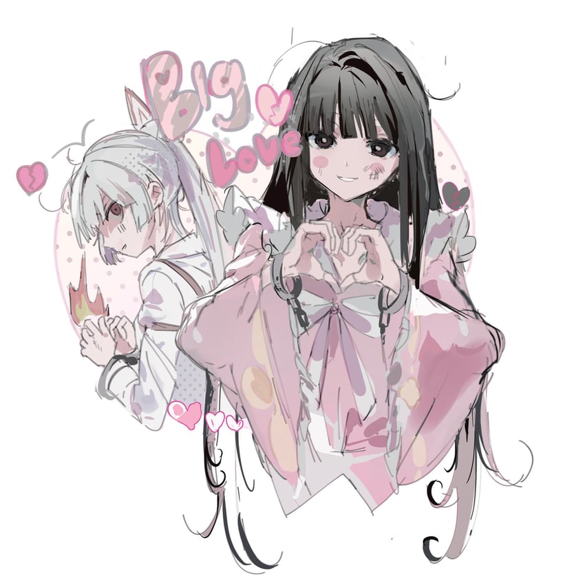 fujiwara no mokou and houraisan kaguya (touhou) drawn by sesmkun