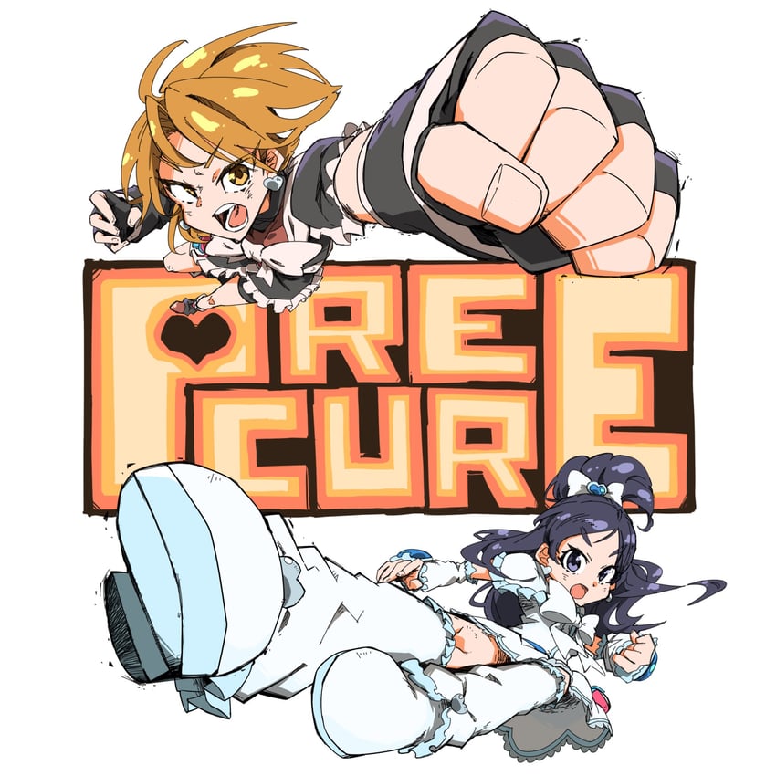 misumi nagisa, yukishiro honoka, cure black, and cure white (precure and 1 more) drawn by naitsupic