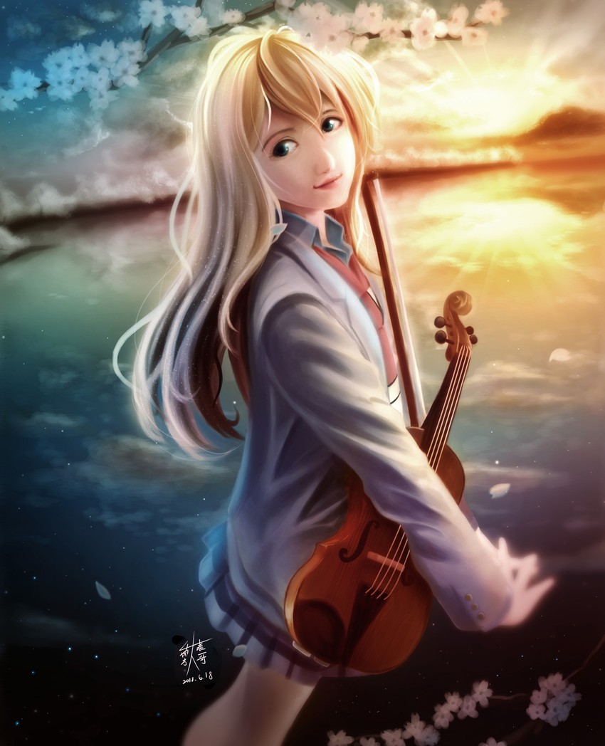 miyazono kawori (shigatsu wa kimi no uso) drawn by leoncool724