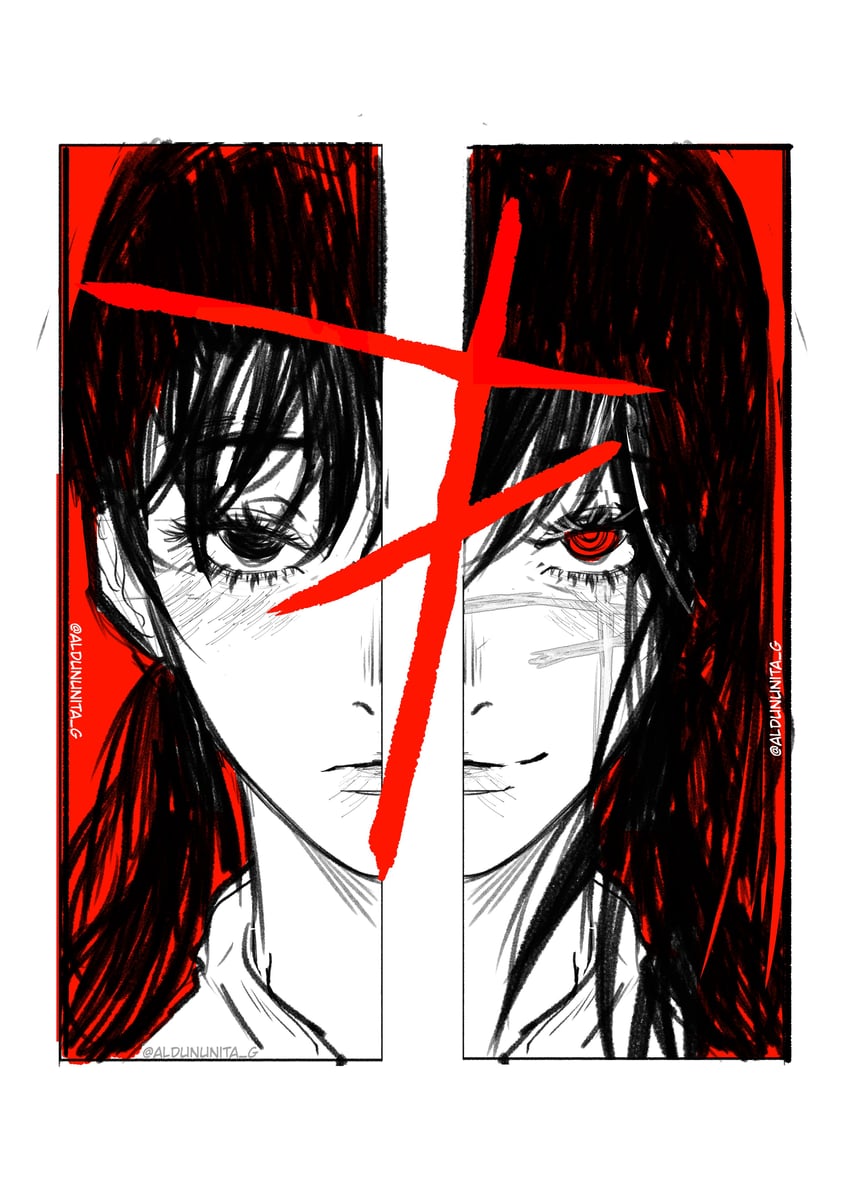 yoru and mitaka asa (chainsaw man) drawn by aldununita_g