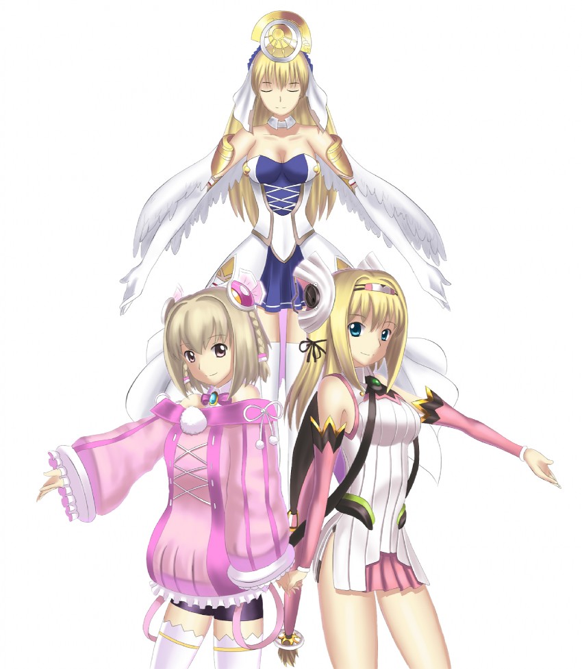 aurica nestmile, chroche latel pastalie, and saki (ar tonelico and 3 more) drawn by tsukikanade