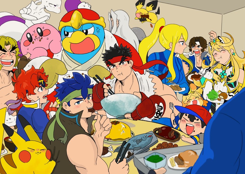 pikachu, kirby, samus aran, sephiroth, ryu, and 11 more (pokemon and 19 more) drawn by ya_tudoki15