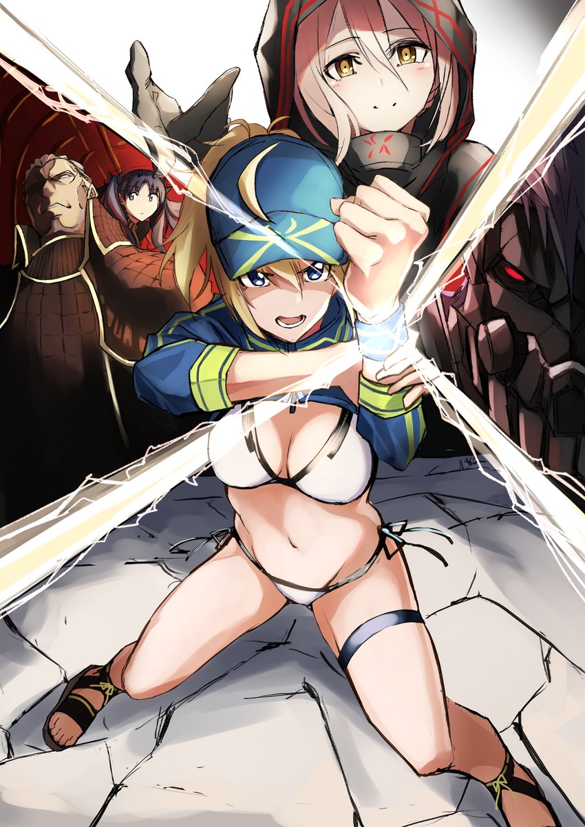artoria pendragon, ishtar, mysterious heroine xx, mysterious heroine x alter, space ishtar, and 3 more (fate and 1 more) drawn by sh22