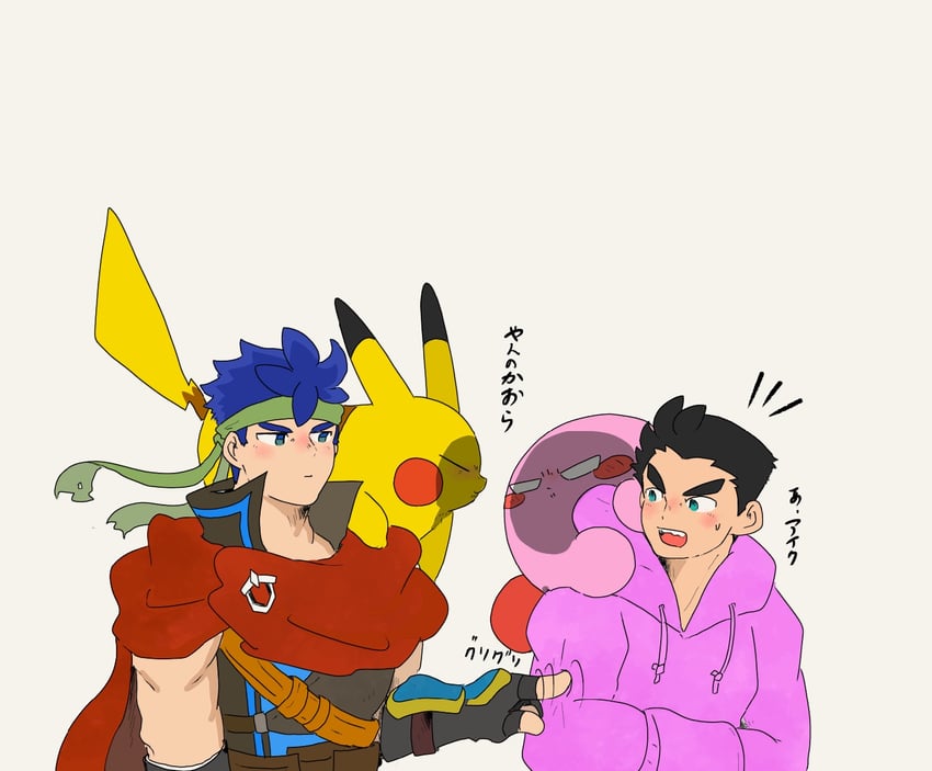 pikachu, kirby, ike, and little mac (pokemon and 5 more) drawn by ya_tudoki15