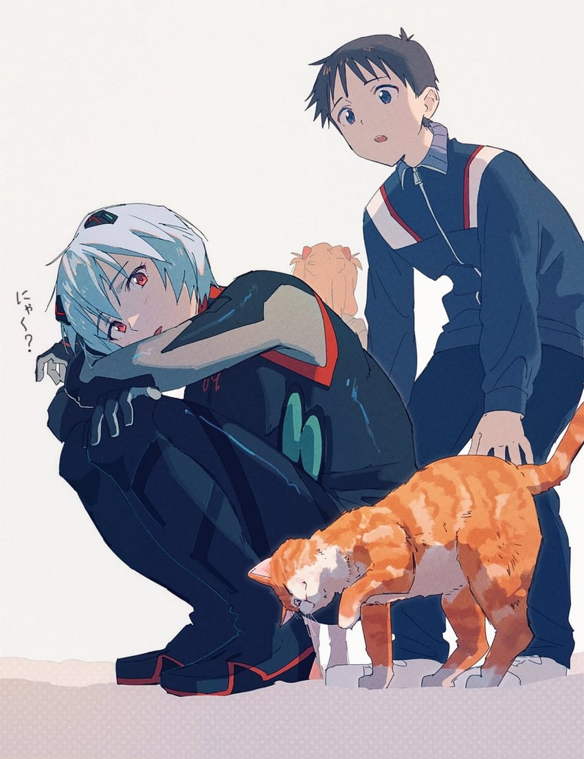 souryuu asuka langley, ayanami rei, and ikari shinji (neon genesis evangelion and 2 more) drawn by hajikkoneko