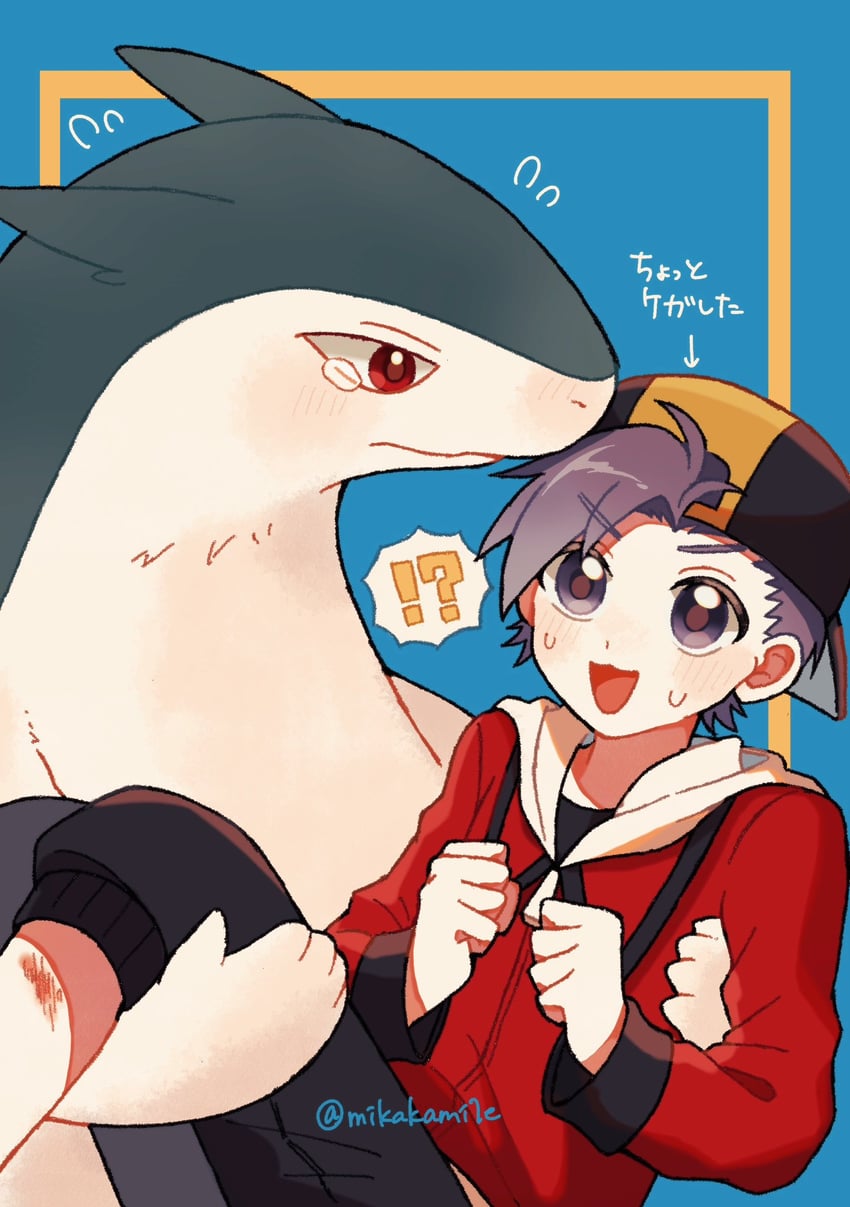 ethan and typhlosion (pokemon and 1 more) drawn by mikakami1e