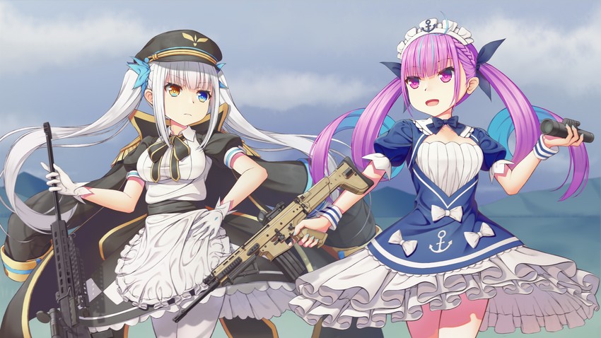 minato aqua and kagura mea (hololive and 1 more) drawn by 1037519921