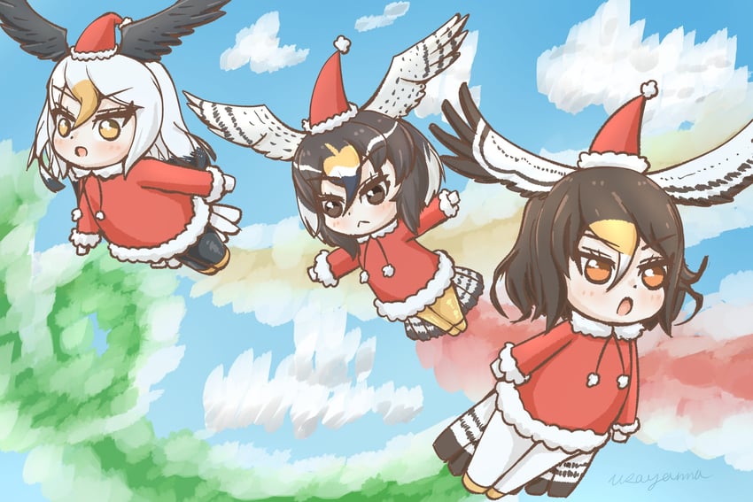 bald eagle, northern goshawk, and peregrine falcon (kemono friends) drawn by bubo_picta