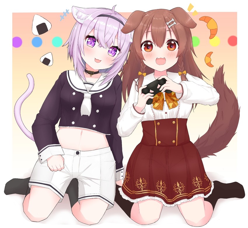 nekomata okayu and inugami korone (hololive) drawn by nanamiya_natsumi