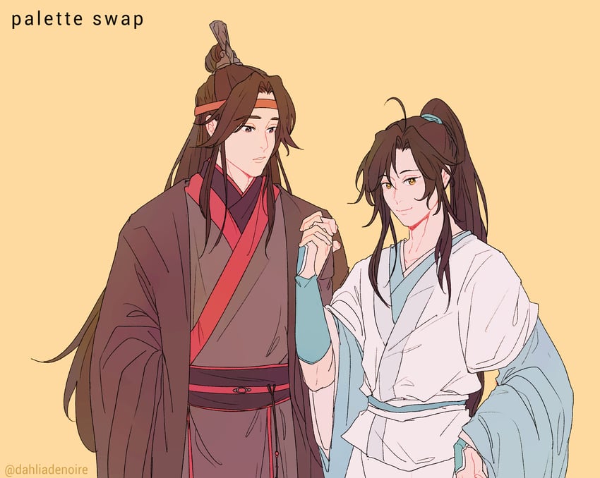 wei wuxian and lan wangji (modao zushi) drawn by tamtam_(dahliadenoire)