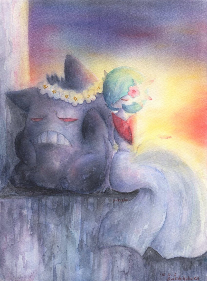 gardevoir, gengar, and mega gardevoir (pokemon and 2 more) drawn by yukinko888