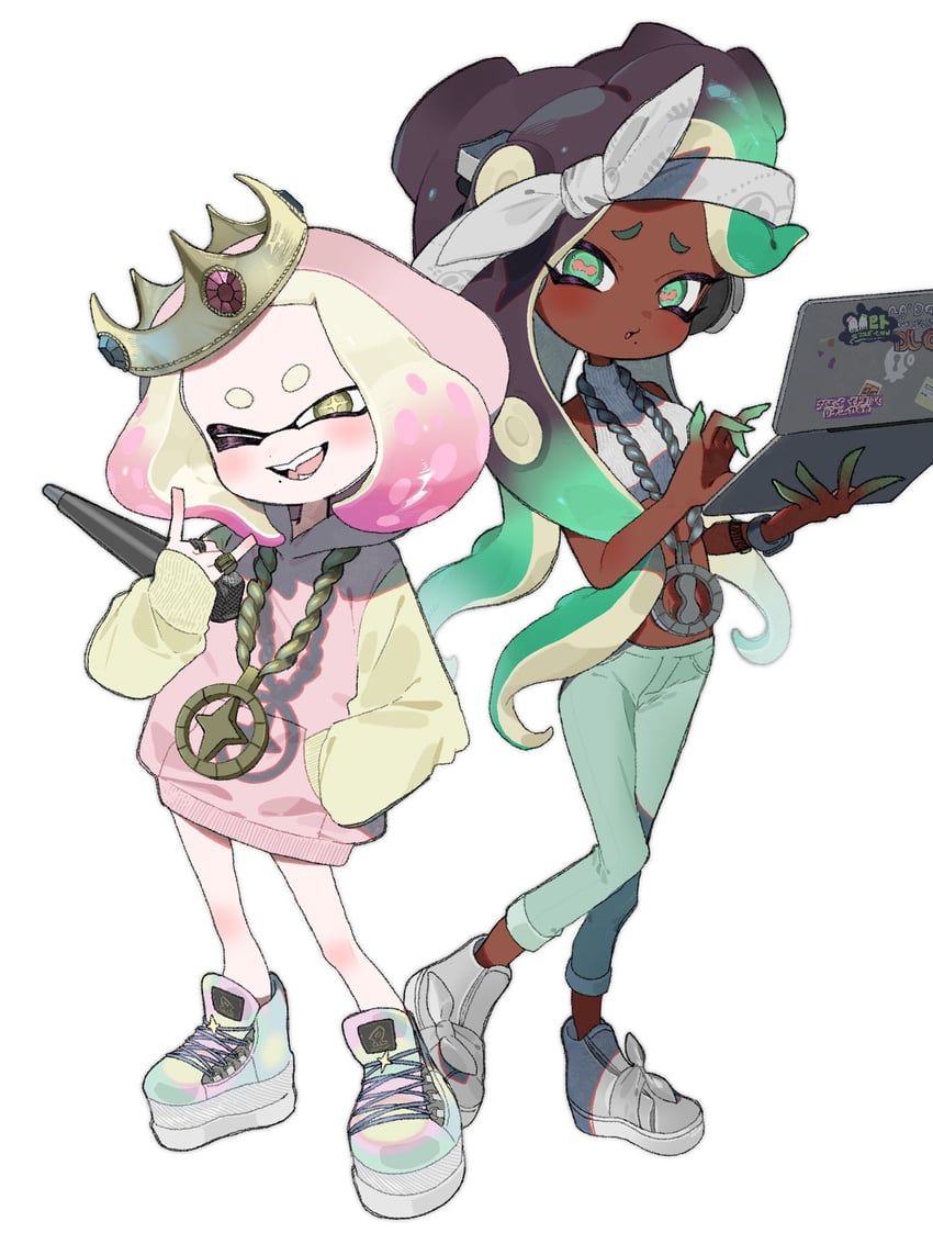 marina and pearl (splatoon and 2 more) drawn by lat_latte71