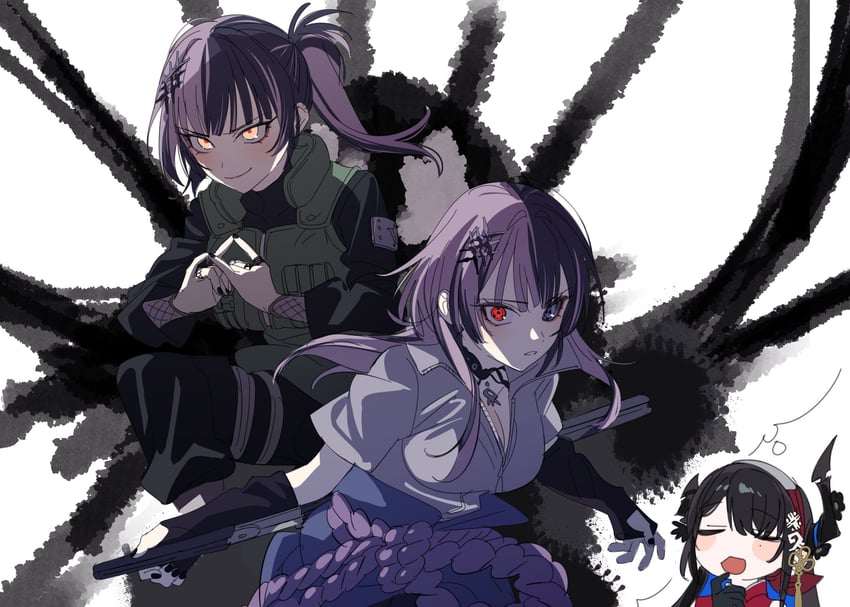 shiori novella, nerissa ravencroft, uchiha sasuke, and nara shikamaru (hololive and 3 more) drawn by yomosaka