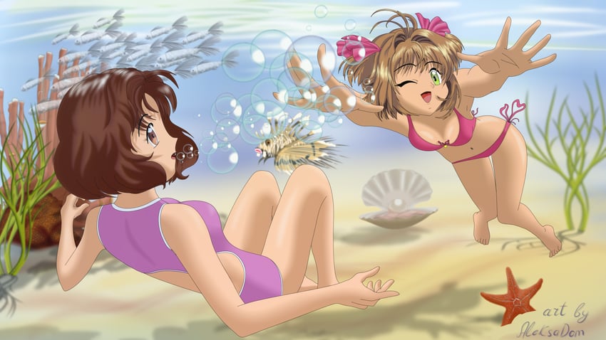 kinomoto sakura and sasaki rika (cardcaptor sakura) drawn by aleksadom