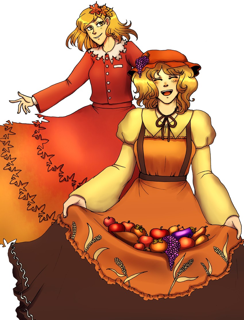 aki minoriko and aki shizuha (touhou) drawn by moonywitcher