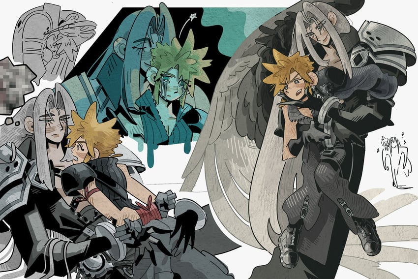 cloud strife and sephiroth (final fantasy and 2 more) drawn by yatgam