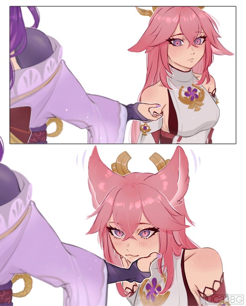 raiden shogun and yae miko (genshin impact) drawn by vi03520