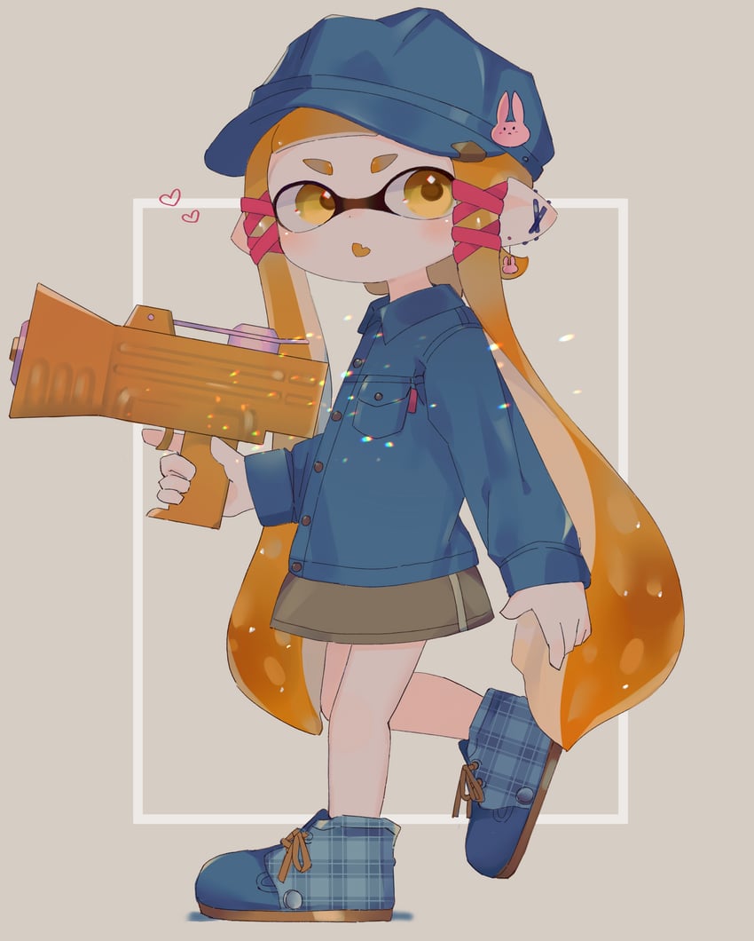 inkling player character and inkling girl (splatoon) drawn by koke_(banburu_be_x)