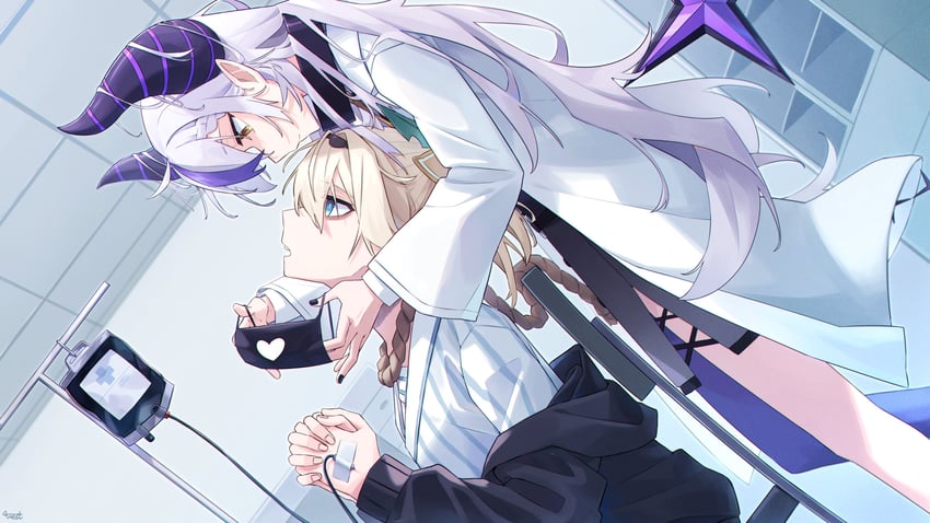 la+ darknesss and kazama iroha (hololive) drawn by westlee_ar