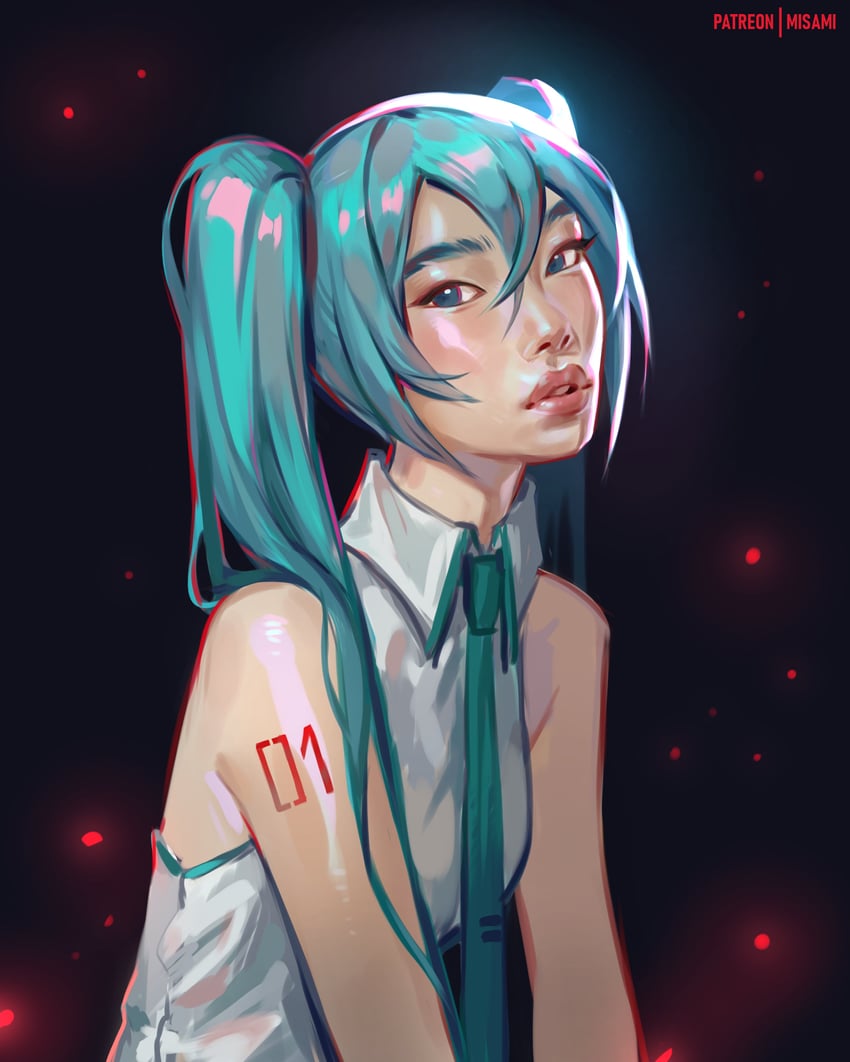 hatsune miku (vocaloid) drawn by misa_mi