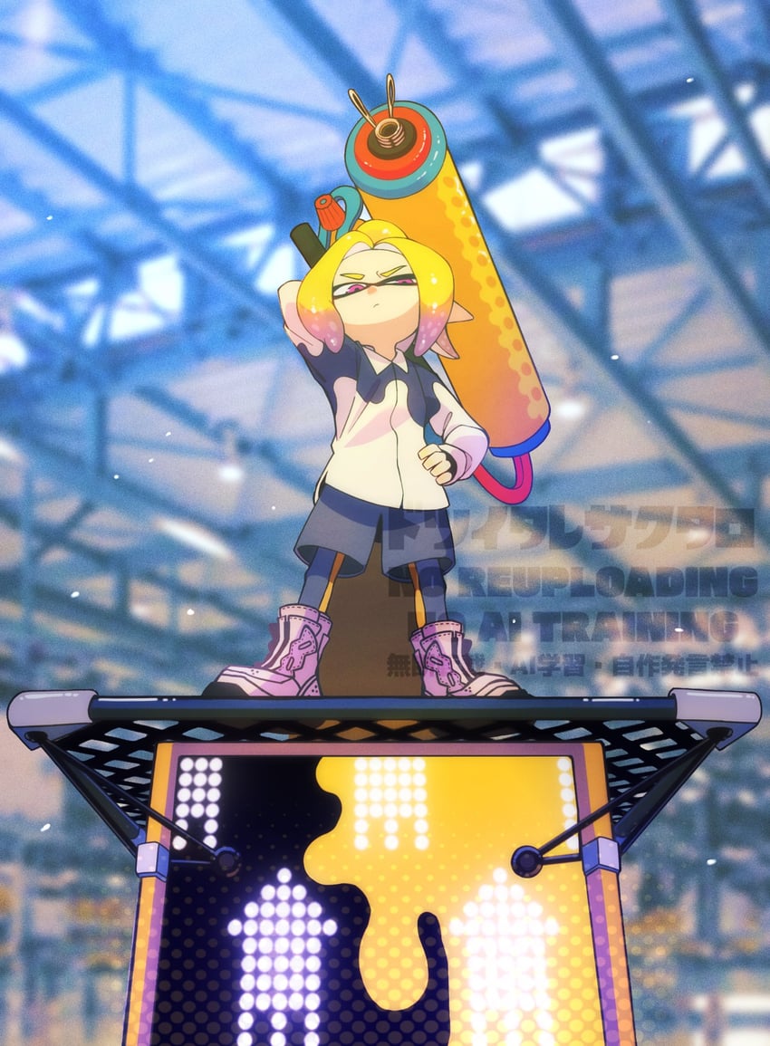 inkling player character and inkling boy (splatoon and 1 more) drawn by 39_uxue