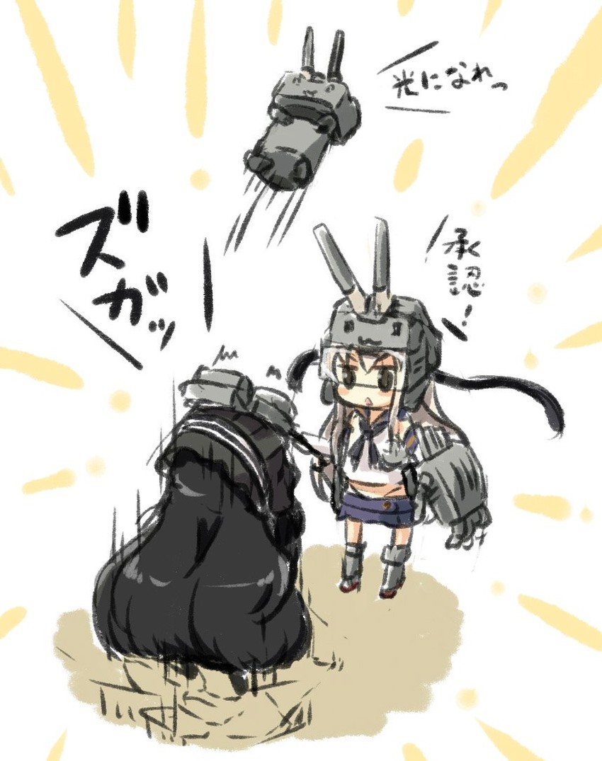 shimakaze, rensouhou-chan, and isolated island oni (kantai collection) drawn by engiyoshi