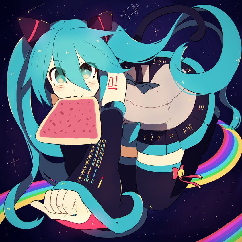 hatsune miku and nyan cat (vocaloid and 2 more) drawn by hikusa