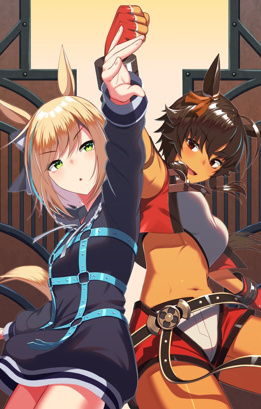 little cocon and bitter glasse (umamusume and 1 more) drawn by kuroshiro_(ms-2420)