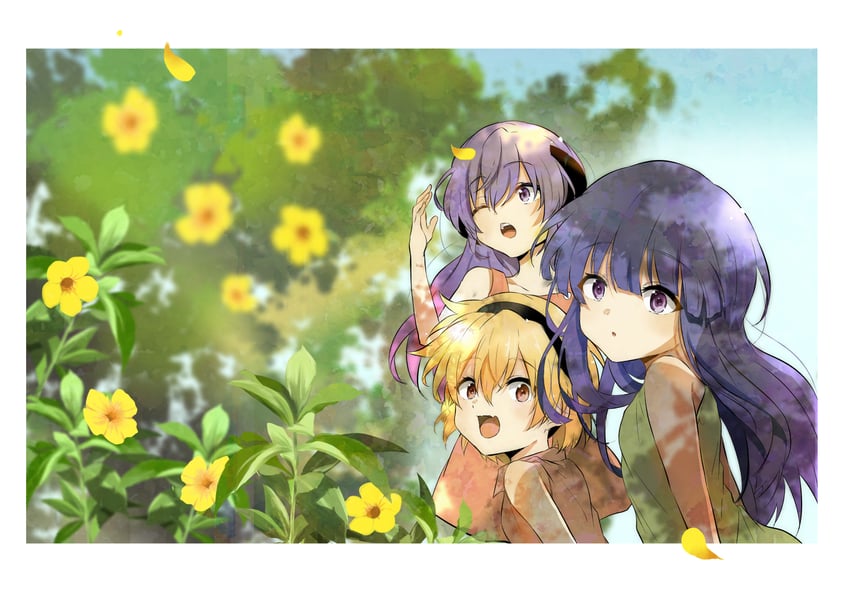 furude rika, houjou satoko, and hanyuu (higurashi no naku koro ni) drawn by shosudo