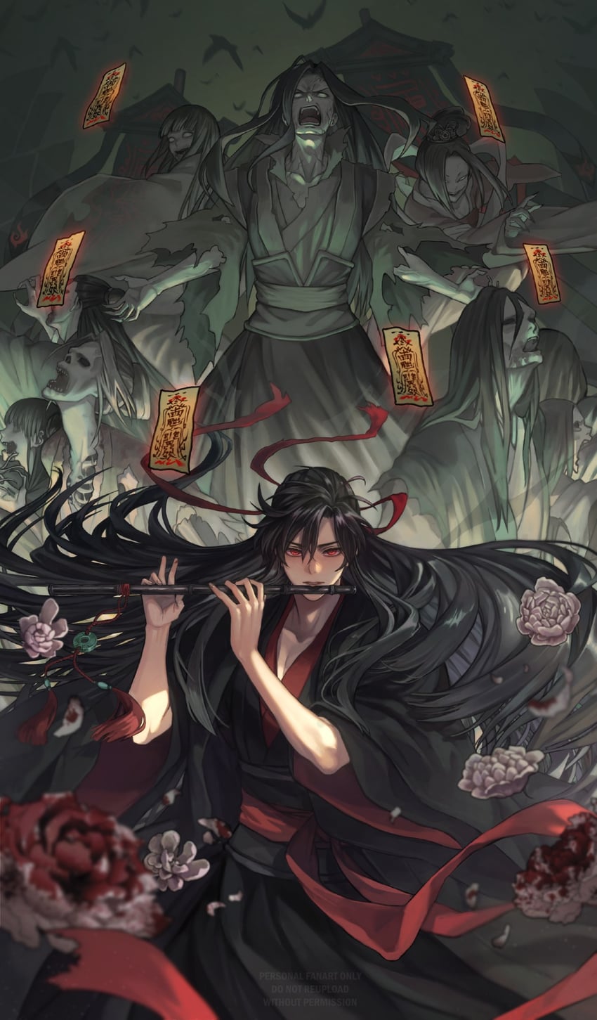 wei wuxian and wen ning (modao zushi) drawn by ganen_cheese