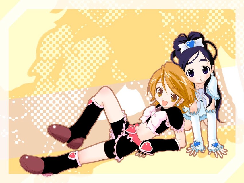 misumi nagisa, yukishiro honoka, cure black, and cure white (precure and 1 more) drawn by houmitsu
