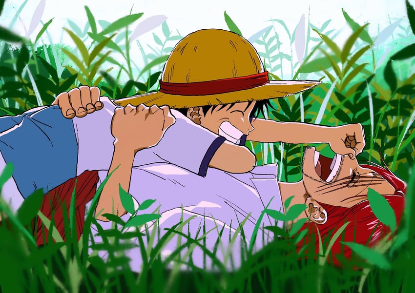 monkey d. luffy and shanks (one piece) drawn by keppon