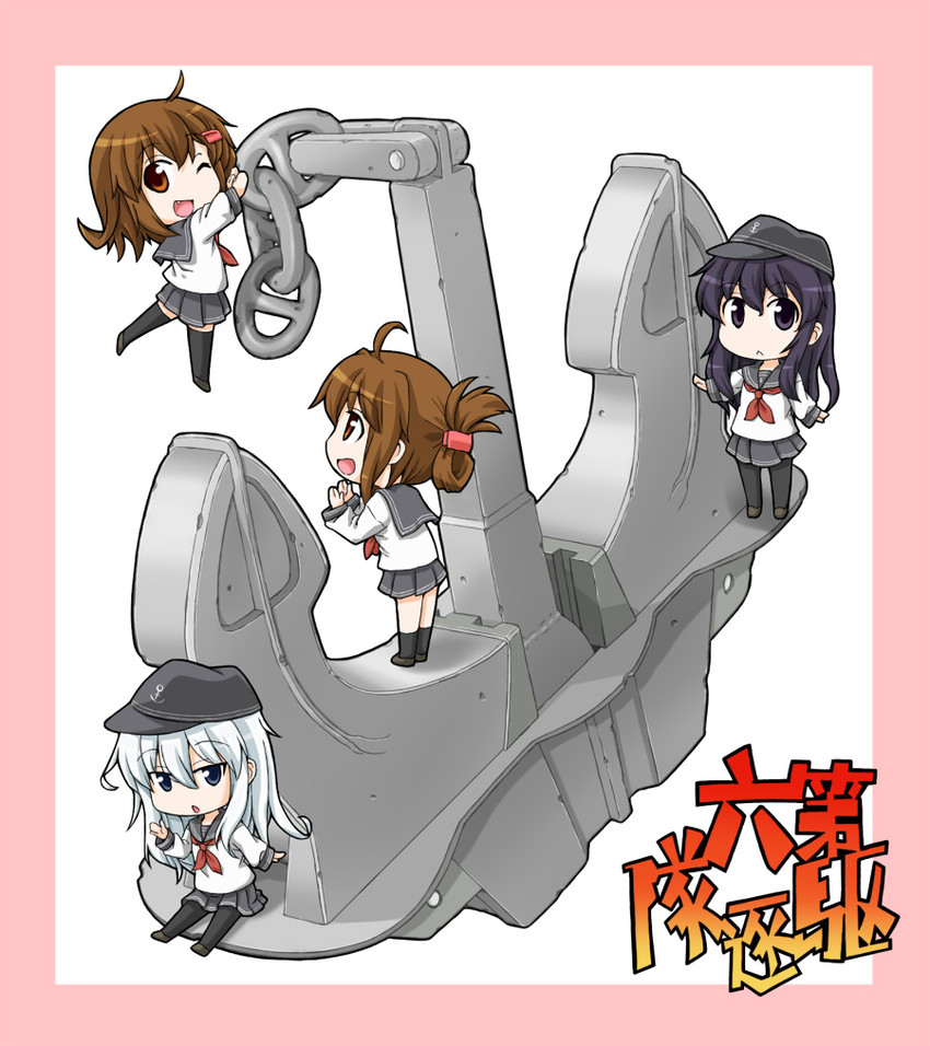 hibiki, inazuma, ikazuchi, and akatsuki (kantai collection) drawn by kageyama_mari