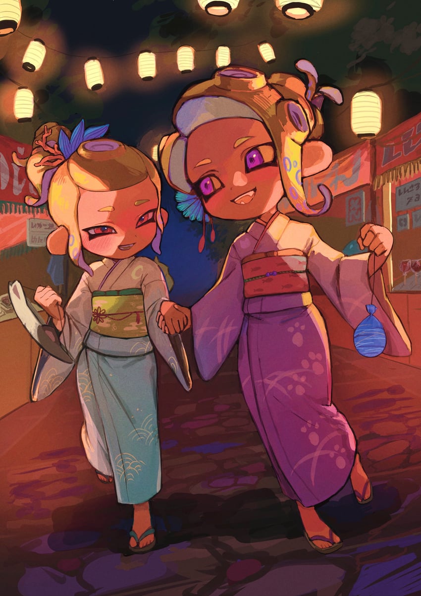 octoling player character and octoling girl (splatoon) drawn by shima_(shimmer_7y)
