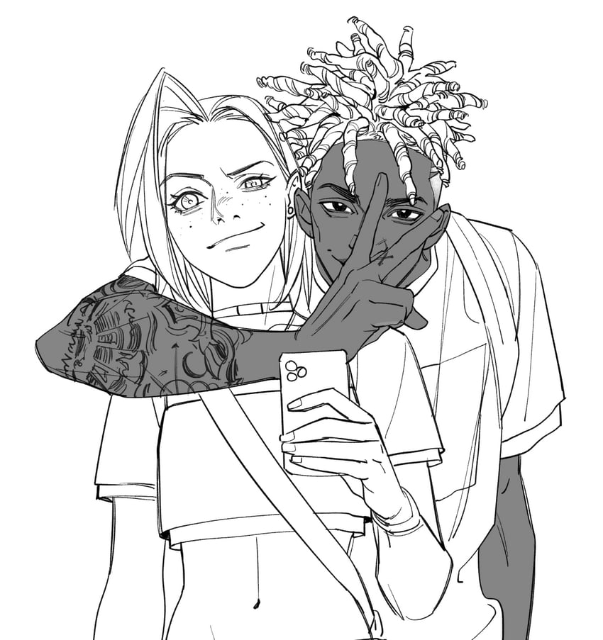jinx, ekko, and firelight ekko (league of legends) drawn by mush820823