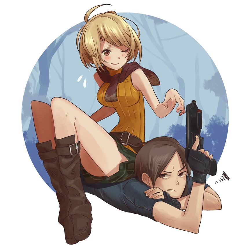 leon s. kennedy and ashley graham (resident evil and 1 more) drawn by eushima_(sgr)