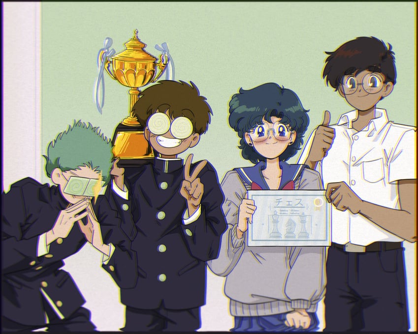 mizuno ami, umino gurio, urawa ryou, and suri kurume (bishoujo senshi sailor moon and 1 more) drawn by mercuri0ff