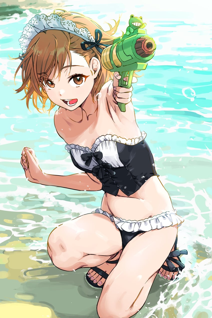 misaka mikoto and gekota (toaru majutsu no index and 1 more) drawn by haimura_kiyotaka