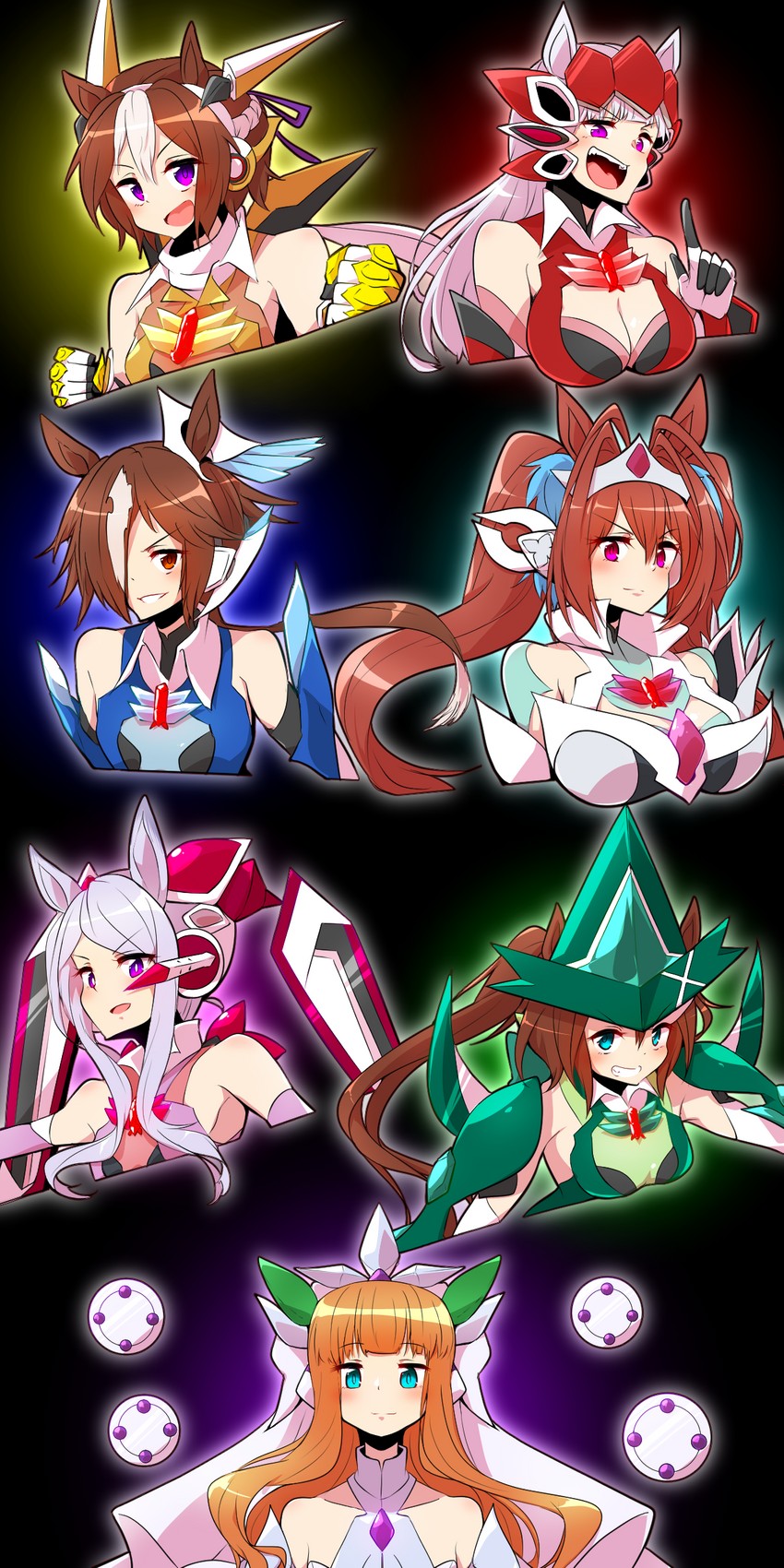 gold ship, daiwa scarlet, mejiro mcqueen, tokai teio, silence suzuka, and 9 more (umamusume and 1 more) drawn by yonedatomo_mizu