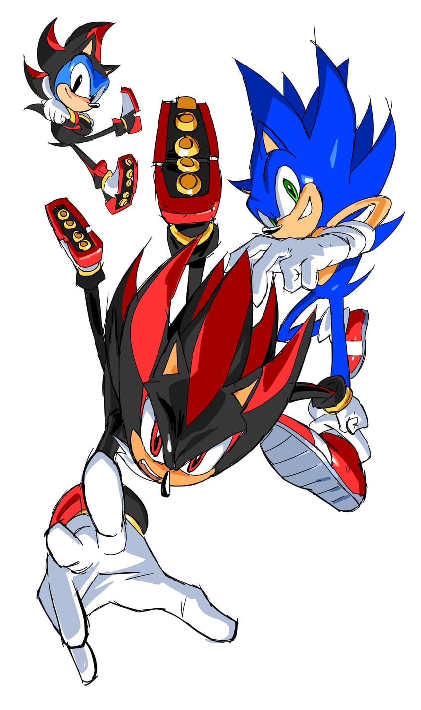 sonic the hedgehog, shadow the hedgehog, and classic sonic (sonic and 4 more) drawn by tokiwa757