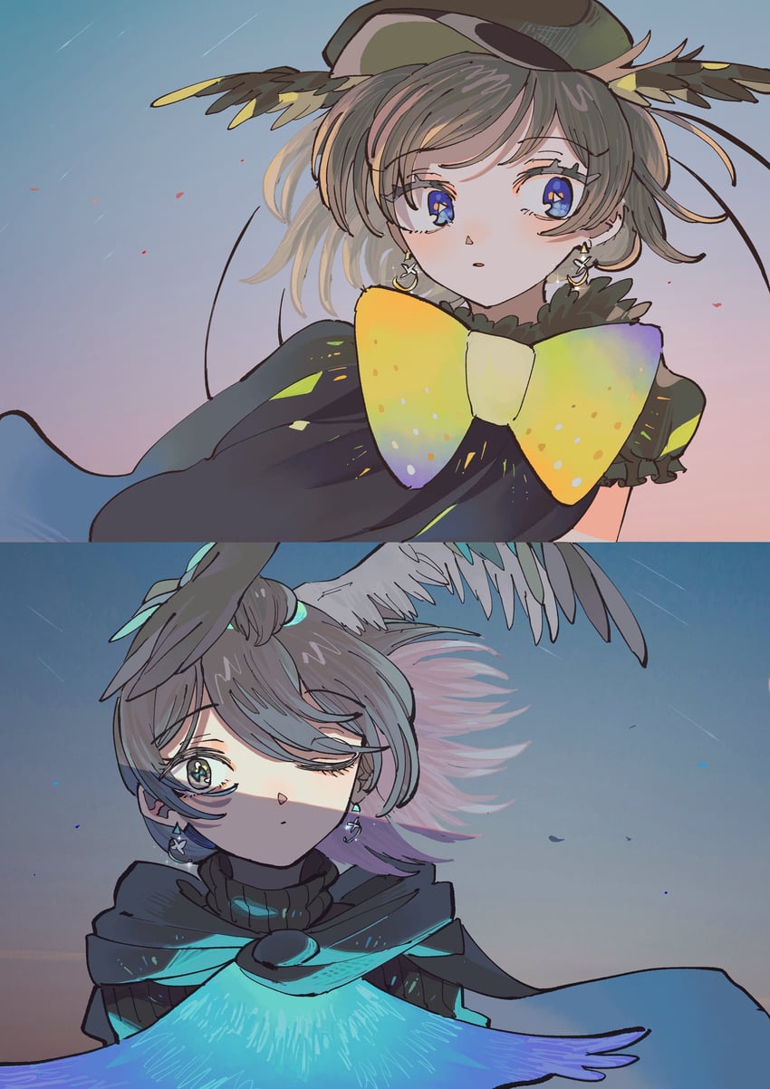 superb bird-of-paradise and western parotia (kemono friends) drawn by kanmoku-san