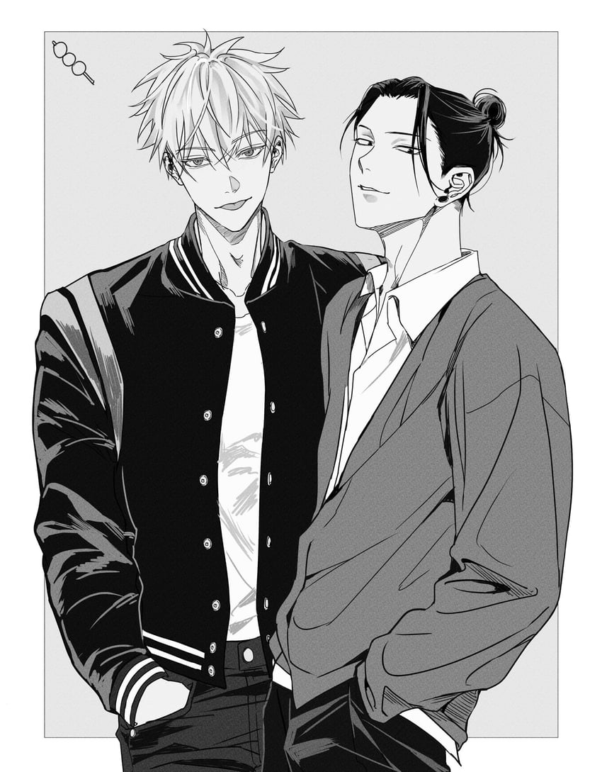 gojou satoru and getou suguru (jujutsu kaisen) drawn by workdango