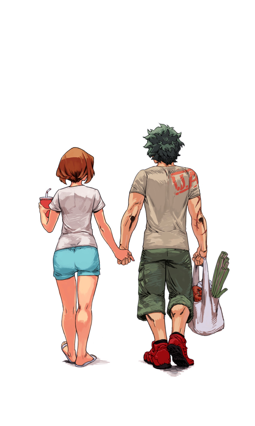 midoriya izuku and uraraka ochaco (boku no hero academia) drawn by archvermin