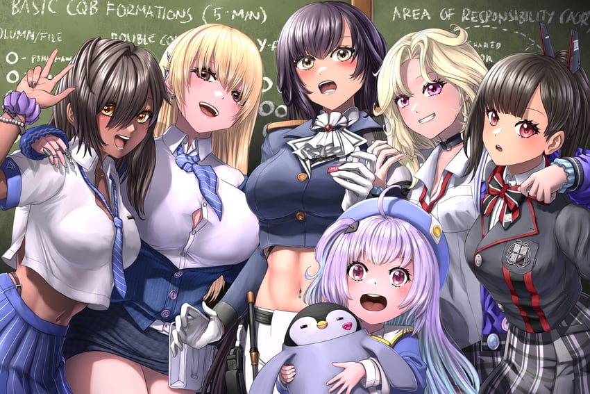 naga, marciana, tia, ein, rei, and 1 more (goddess of victory: nikke) drawn by substance20