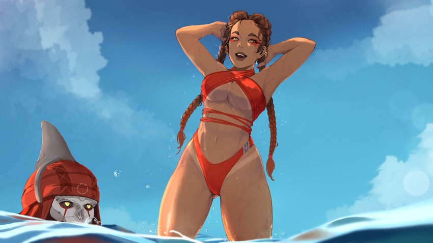 loba and revenant (apex legends) drawn by ifragmentix