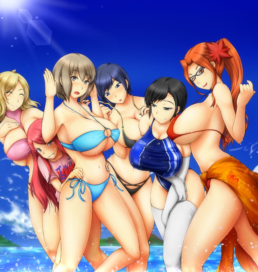 nitta io, kanno fumi, ban airi, sako makoto, and kujou hinako (devil survivor and 1 more) drawn by bol_(liliymimi)