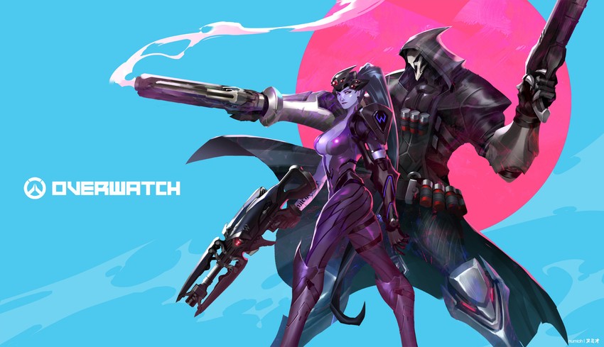 widowmaker and reaper (overwatch and 1 more) drawn by hoi_mun