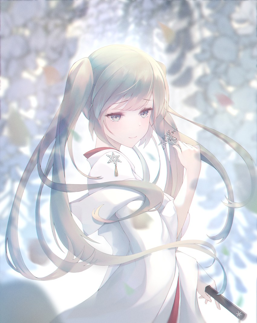 hatsune miku and yuki miku (vocaloid) drawn by infinity_(kkx132)